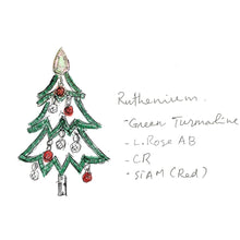 Load image into Gallery viewer, Brooch Rhinestone Christmas Tree Green Red 150678
