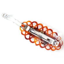 Load image into Gallery viewer, バレッタ メタル リーフ 七宝 ブラウン ピンク グリーン ローズ 留金8cm 150822
