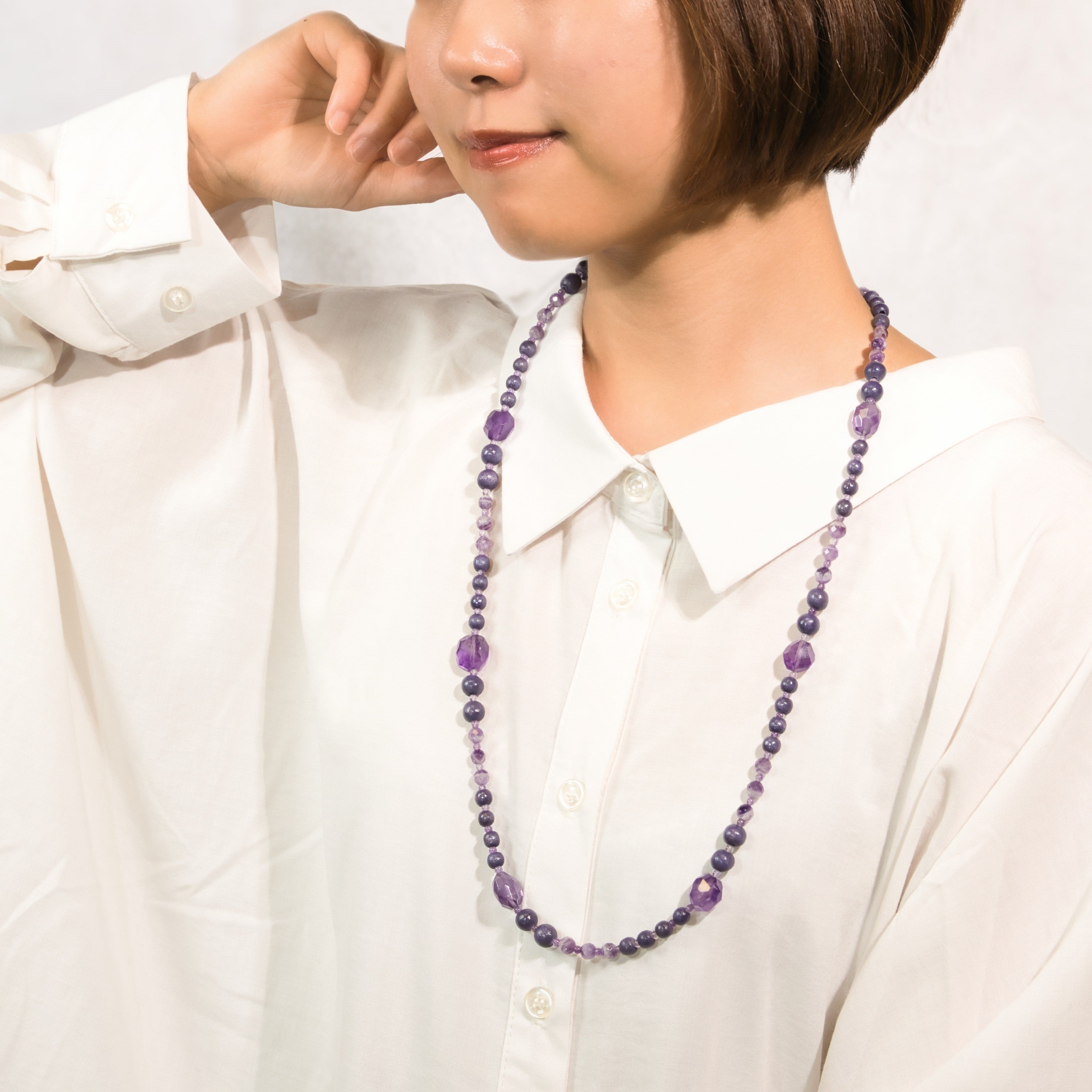 女神イシスのネックレス 芸能人着用】ネックレス アメシスト ウッド パープル ロング 150853
