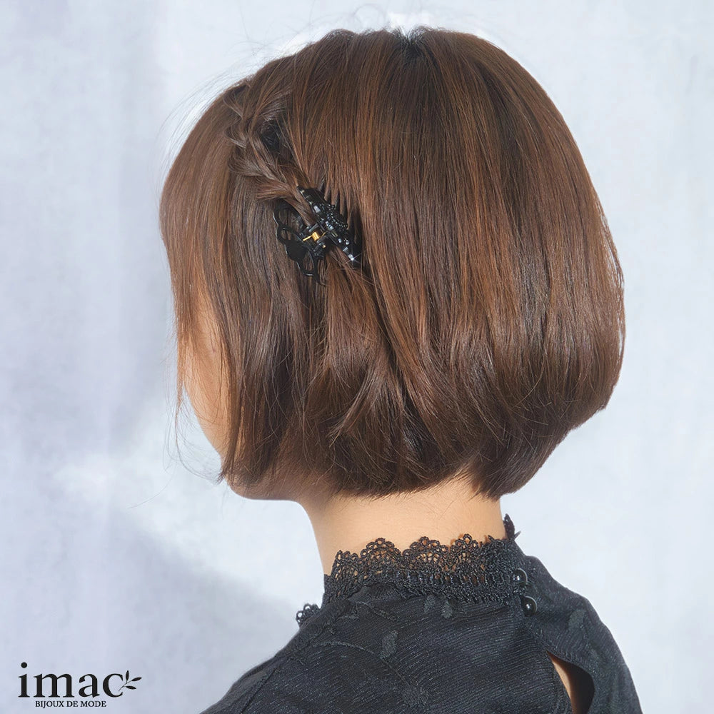 ヘアクリップ ガーデン ボヘミアングラス フラワー ブラック S 150995