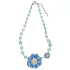 ネックレス 七宝 天然石 アマゾナイト ブルー フラワー 41.5cm 153012