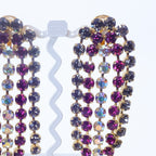 【仲里依紗さん着用】イヤリング ラインストーン ピンク グレー オーロラカラー ロング 123549