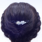コーム 白蝶貝 ラインストーン ホワイト フラワー ブラック  かんざし ヘアアクセサリー 149394